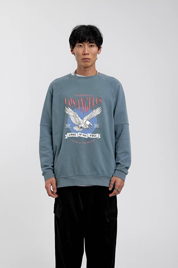 سويت شيرت بطبعة النسر الأزرق - 4