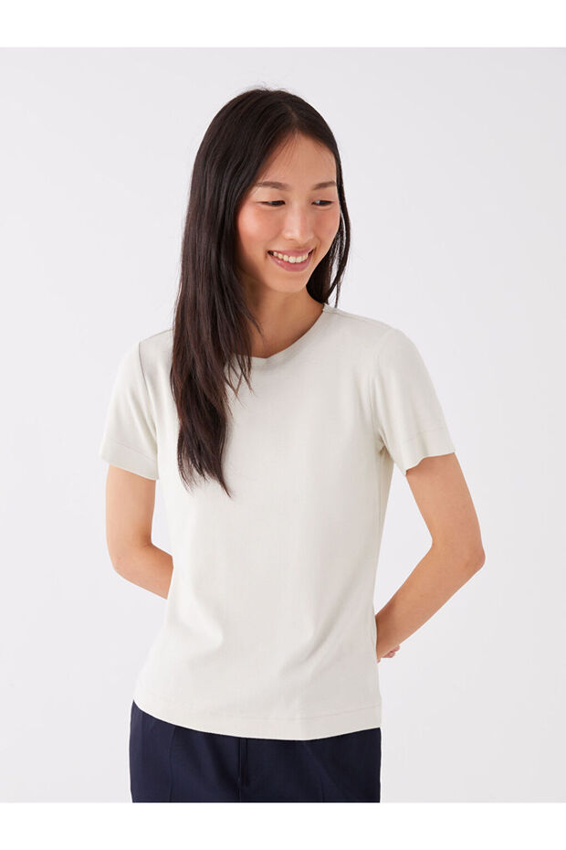Crew Neck Plain Short Sleeve Women's T-Shirt