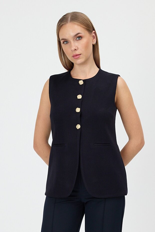 Lacivert Violette Yelek - 1