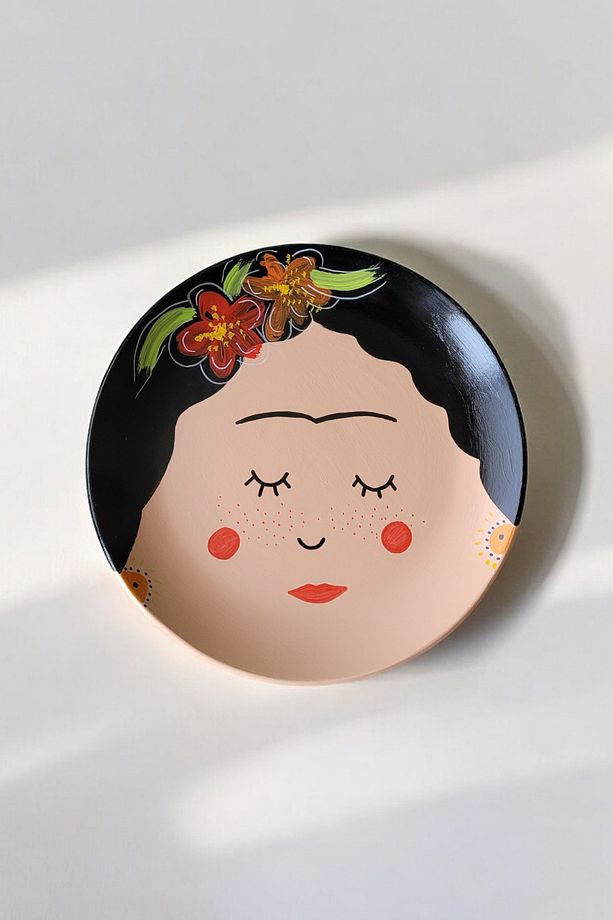 Dekoratif Seramik Duvar Tabağı | 25 Cm | Frida | El Yapımı | Çok Renkli | Unique | Artistic - 1