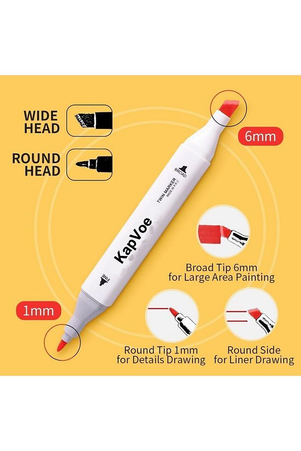 168’li Çift Uçlu Touch Marker Art Tasarım Kurecolor Twin Marker Kalem Seti Taşınabilir Çanta İthal - 8
