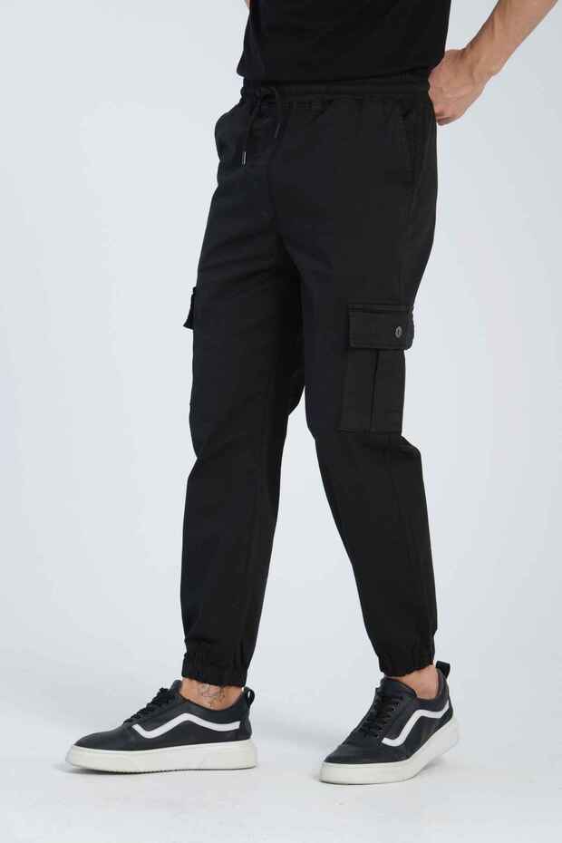 Black Elastic Cargo Pocket Pant