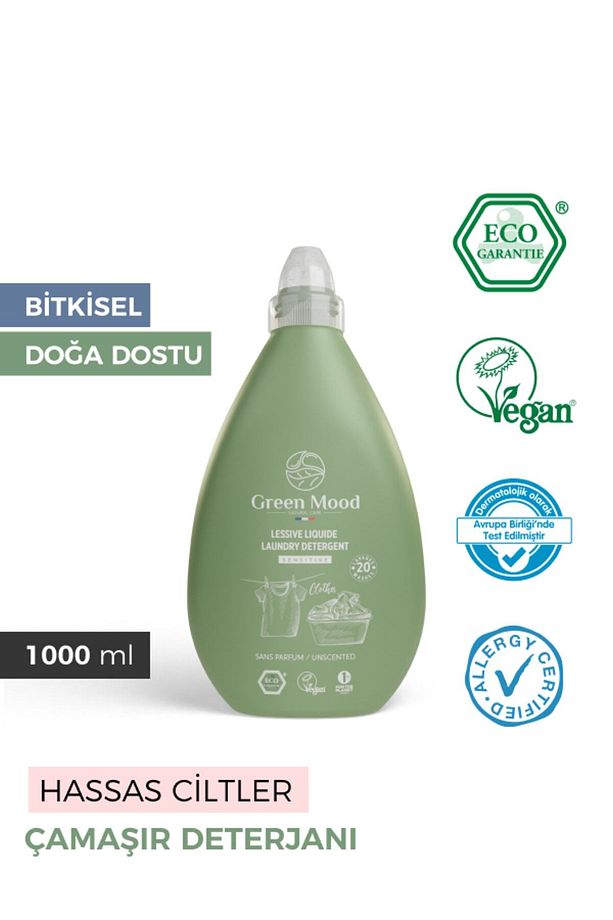 Bitkisel Sensitive Çamaşır Deterjanı Parfümsüz 1000 ml Hassas Ciltler Vegan - 1