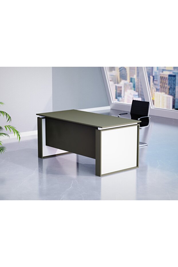 Grey with White Modern Office Workstation Table 140 cm
