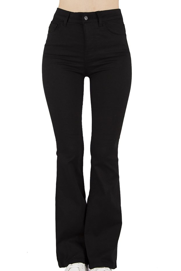 Women's Black High Waist Flared Trousers