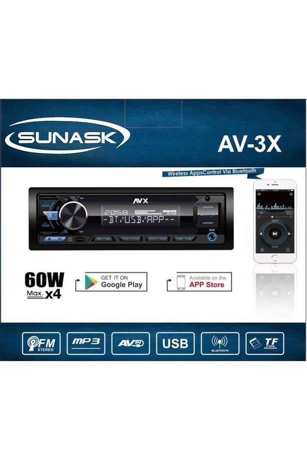 Sn-3x 3 Amfi Çıkışlı Araba Teybi Profesyonel Seri Bluetooth Çift USB RGB Ekran 4X60 Watt Oto teyp - 2