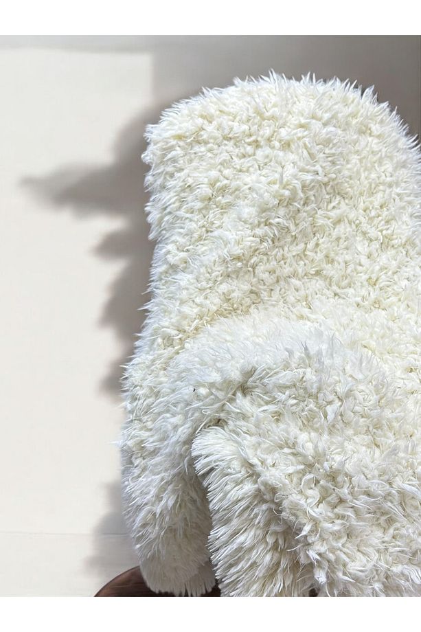 İthal Krema Soft, Kuzu Peluş Kumaş 100x150 cm Soft, Hafif - 3