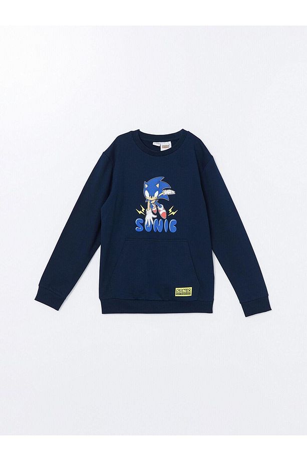 LCW Kids Bisiklet Yaka Sonic Baskılı Uzun Kollu Erkek Çocuk Sweatshirt (W4) - 1