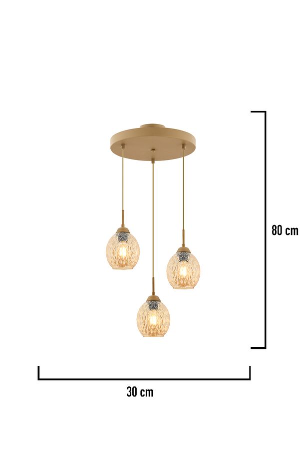 Nino 3Lü Yuvarlak Eskitme Modern Sarkıt Oturma Odası Salon Sarkıt Avize - 5