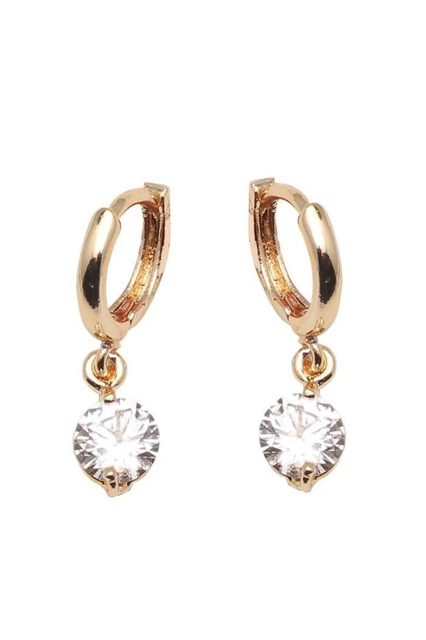 Altın Kaplama Tek Taş Küpe - 2