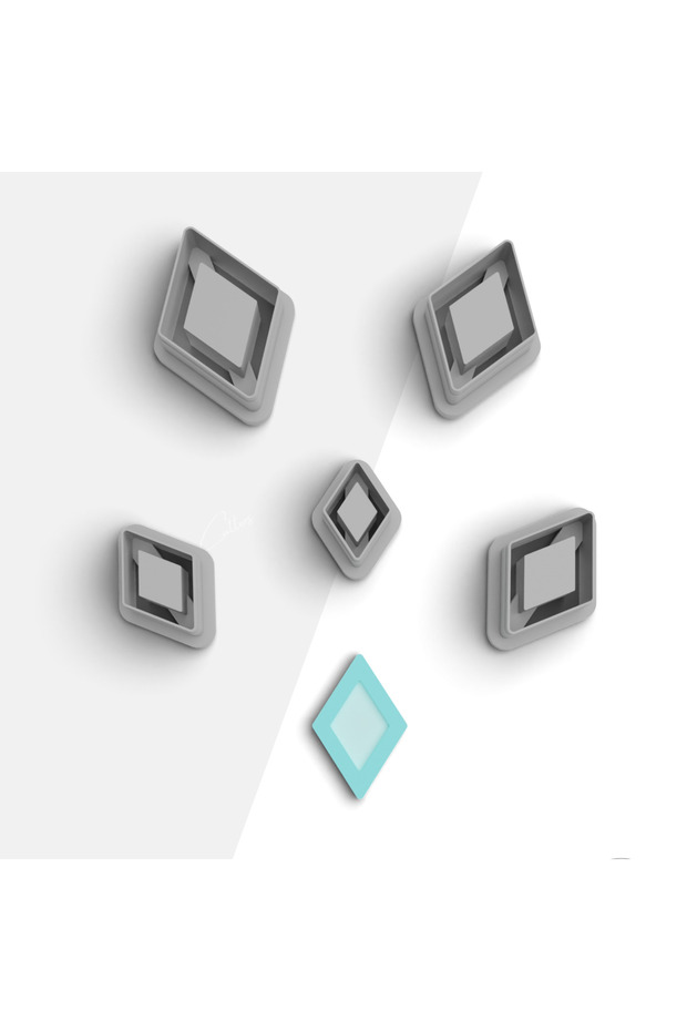 Embossed Rhombus Shaped Polymer Clay Mold, Earring Mold, Clay Cutter, 5 Sizes, No: 926