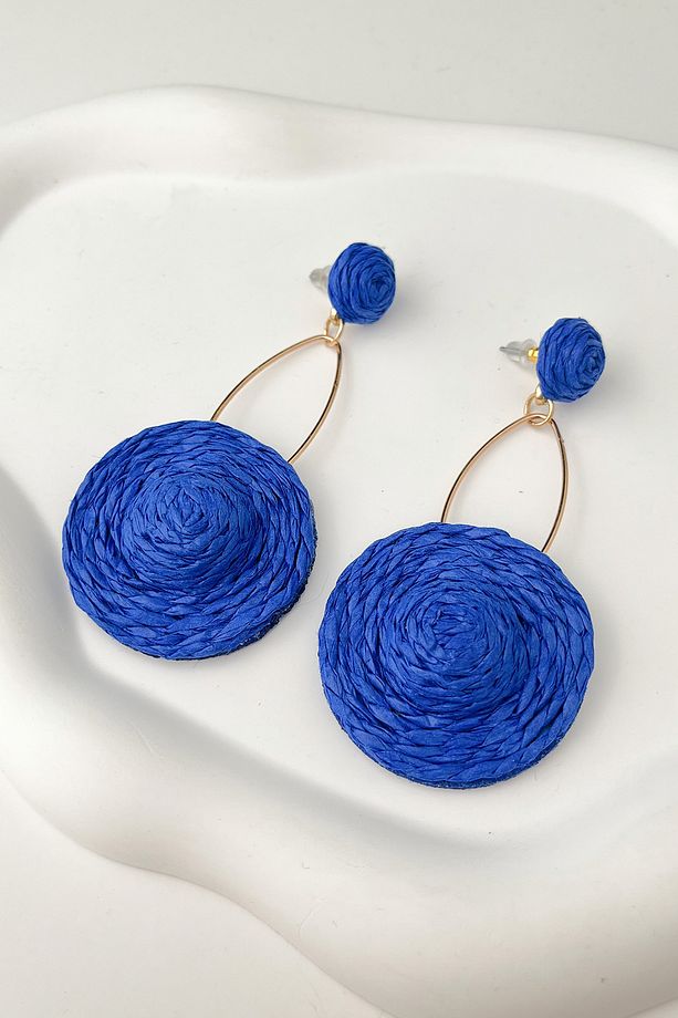 Şapka Modeli Hasır Örgü Küpe(EN:4CM BOY:8CM) - 1