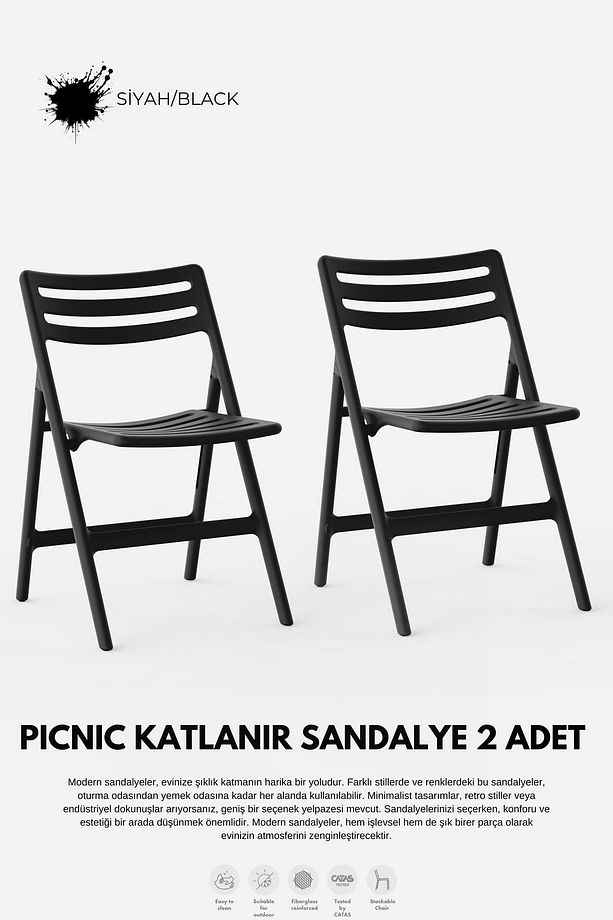 PİKNİK KATLANABİLİR SANDALYE 2 Li Set - 1