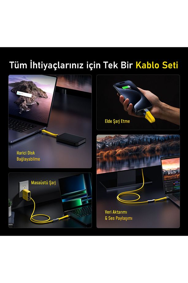 The Future 4-in-1 Type-c To Type-c 240w 40gbps Pd3.1 Usb4 8k Süper Hızlı Şarj-data Kablo Seti - 8