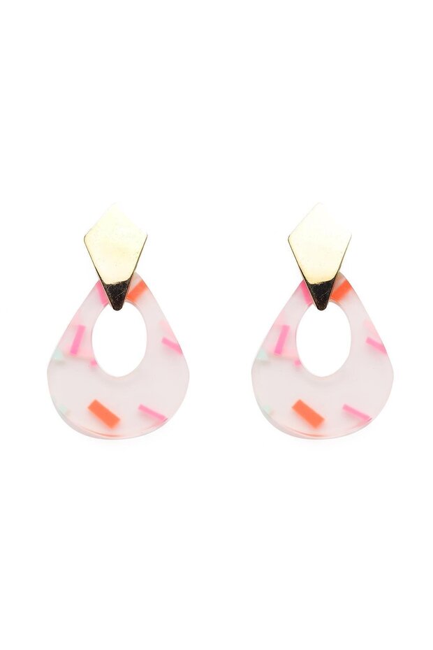 Patterned Transparent Asymmetrical Earrings - 1