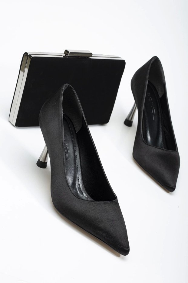 Women's Thin Heeled Evening Dress Shoes and Bag Combination