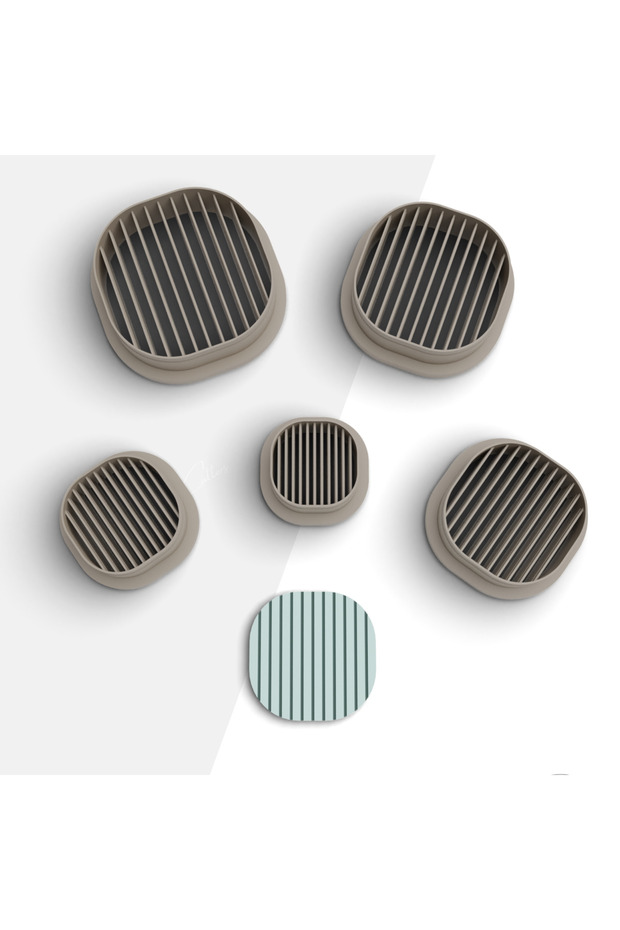 5 Size Striped Round Shaped Polymer Clay Cutter - Jewelry Molds, 939
