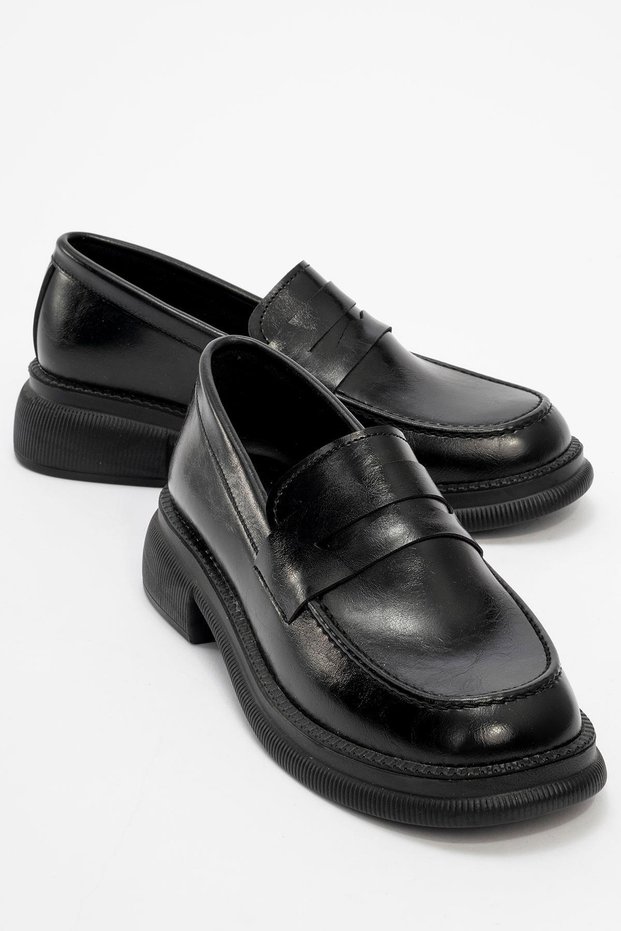 Non-Slip Women's Casual Shoes Black Wrinkled