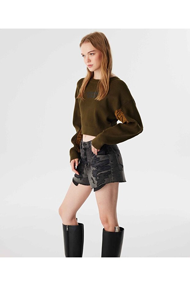 ESKİTME EFEKTLİ JEAN ŞORT - 5