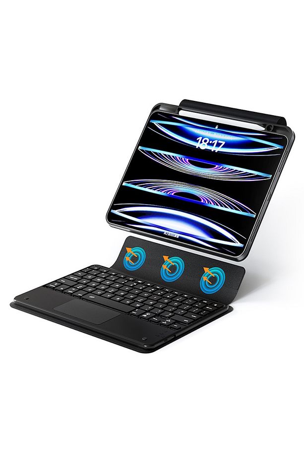 İpad Pro 11 2024 M4 Kılıf Pen Charge Kalem Bölmeli Bluetooth Standlı Klavyeli Tablet Kılıfı Keyboard - 5