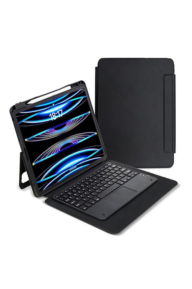 İpad Pro 11 2024 M4 Kılıf Pen Charge Kalem Bölmeli Bluetooth Standlı Klavyeli Tablet Kılıfı Keyboard - 2