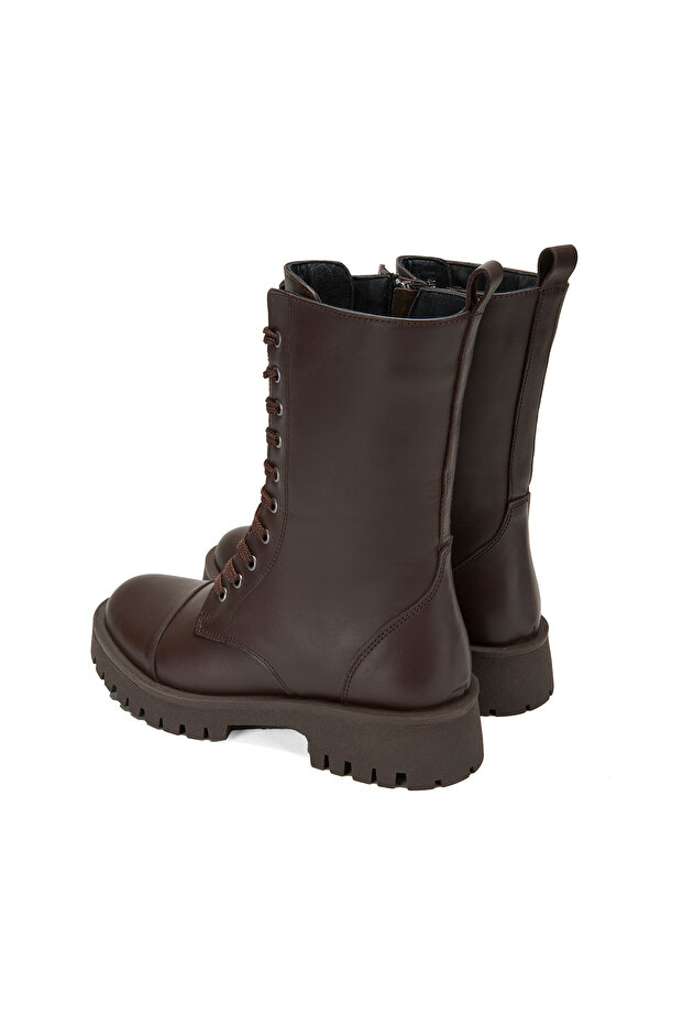 Kadın Kahve Deri Postal - 6