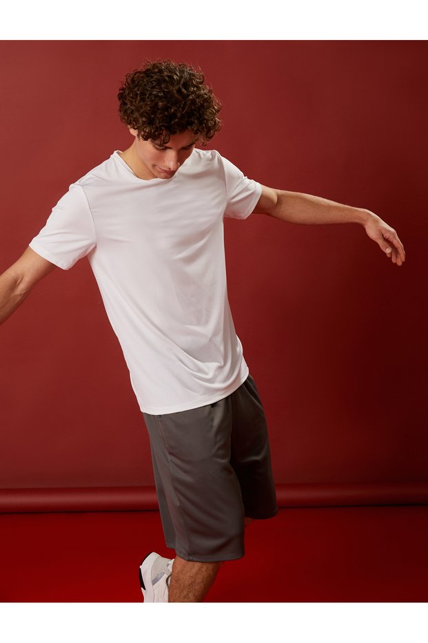 Crew Neck Short Sleeve Sports T-Shirt - Slogan Printed