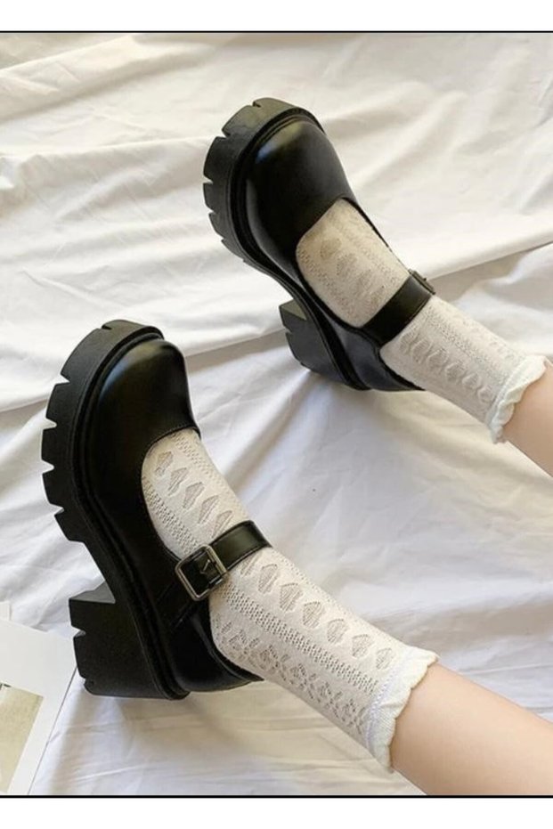 Black Patent Leather Oxford College Lolita Shoes