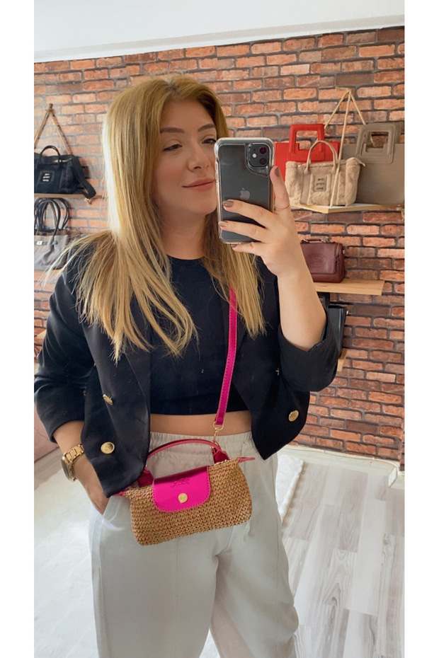 Simli mini boy askılı çanta - 1