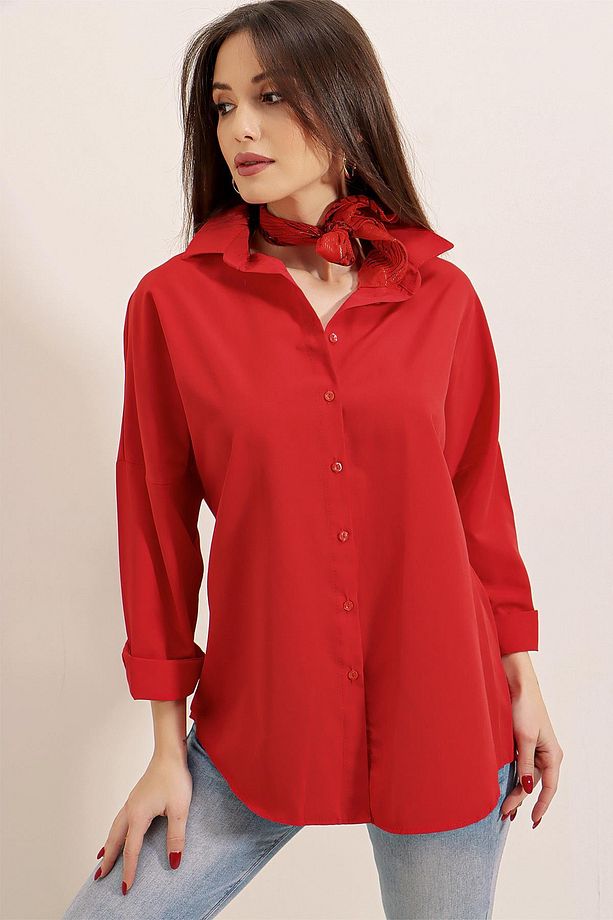 Oversize Uzun Basic Gömlek - 4
