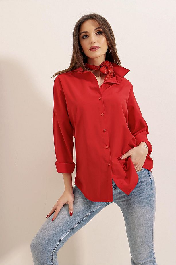 Oversize Uzun Basic Gömlek - 3