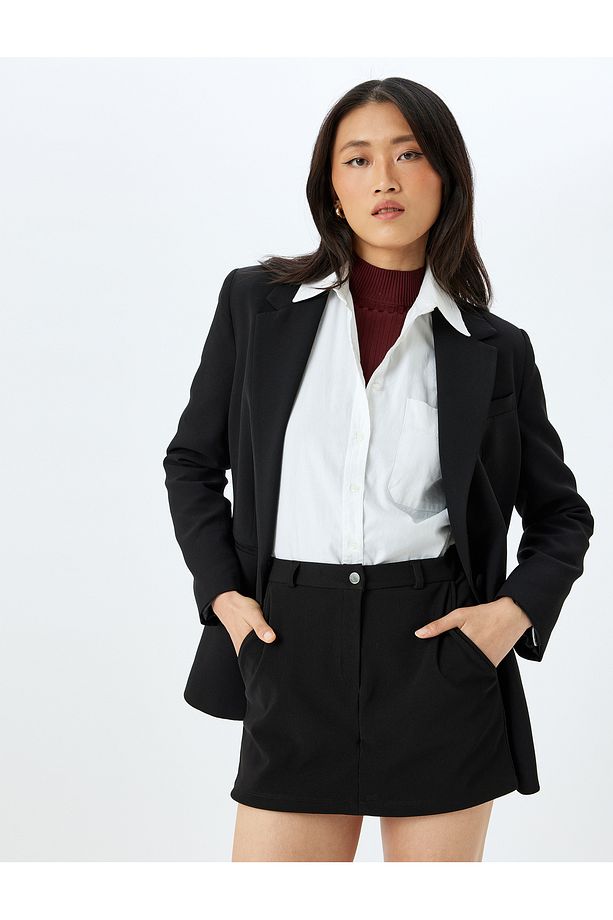 Slim Fit Cepli Mini Şort Etek - 2