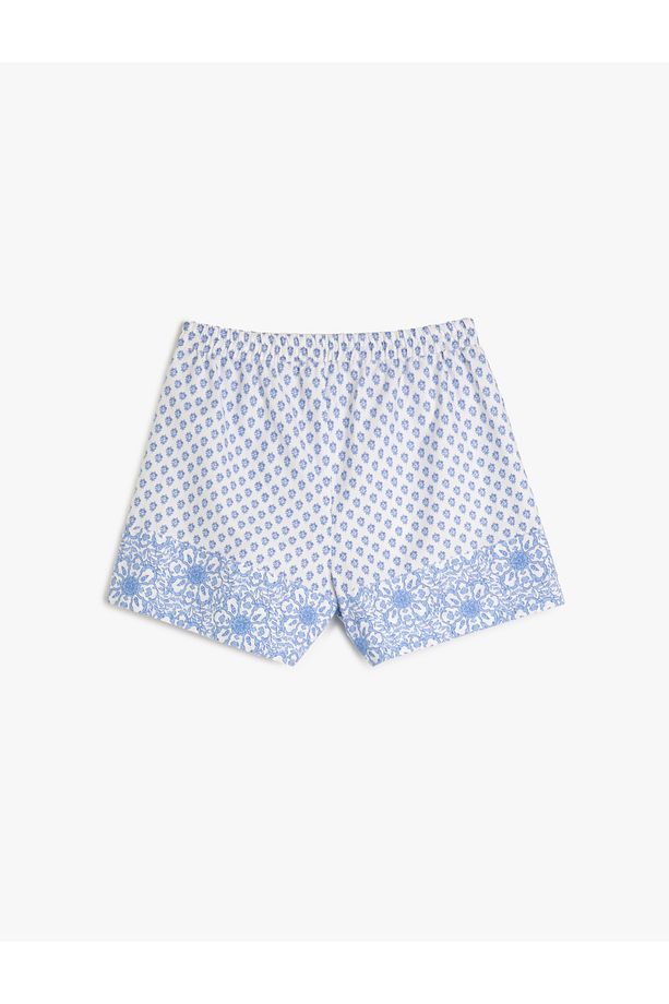 Pijama Altı Şort Çiçekli Beli Lastikli Pamuklu - 8