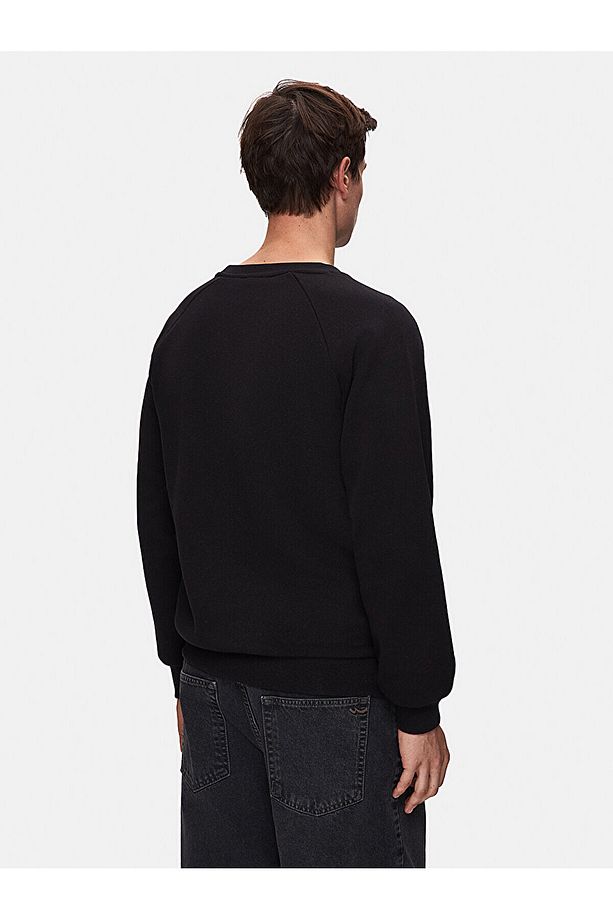 Sıgnlı Sıfır Yaka Uzun Kollu Regular Fit Siyah Sweatshırt - 3