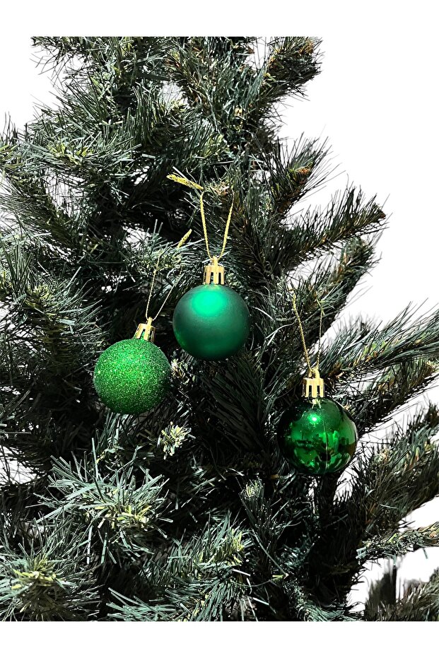 6 Pieces 4 cm Green Christmas Ball Set in Silvery & Matte & Bright Colors