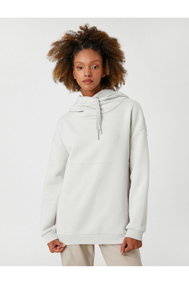 Şardonlu Kapüşonlu Basic Sweatshirt Oversize - 3