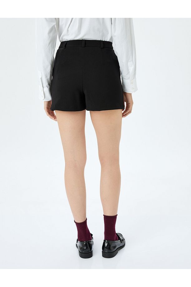Slim Fit Cepli Mini Şort Etek - 4
