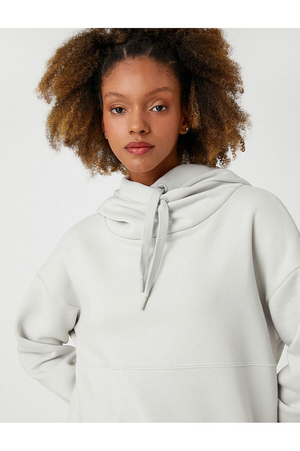 Şardonlu Kapüşonlu Basic Sweatshirt Oversize - 1