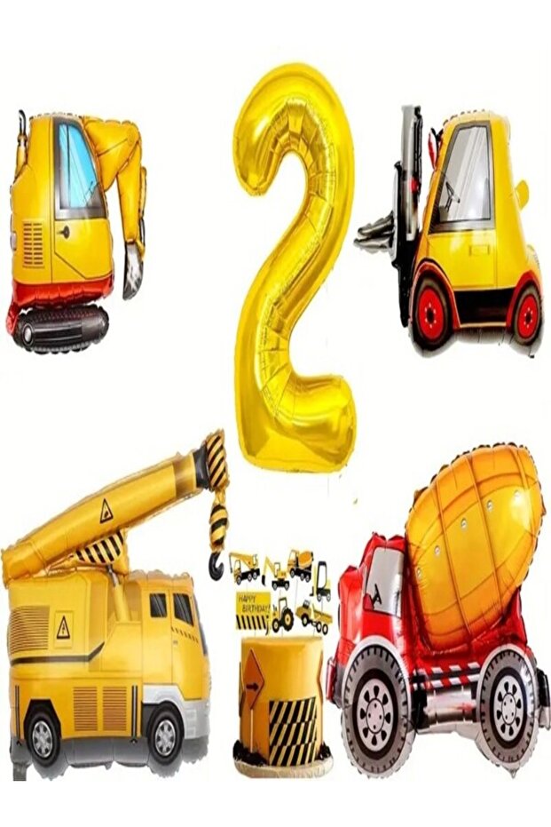 SET BALON DE FOIL CU TEMATICA CONSTRUCȚIE 2 ANI - 1