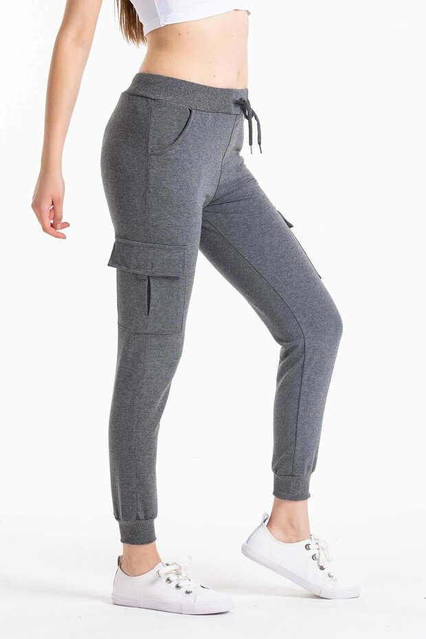 Gray Cargo Pocket Sweatpants - 1