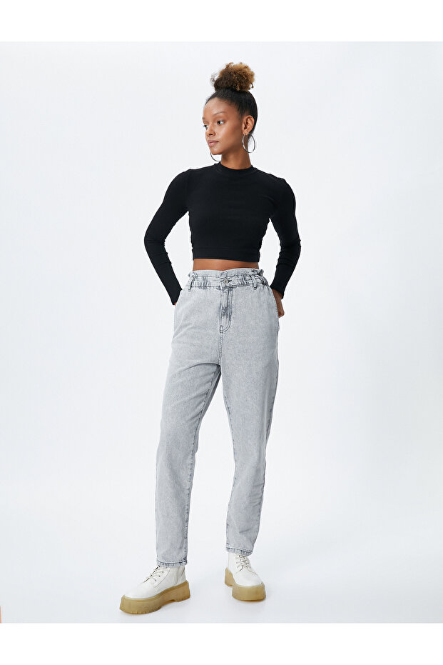 Elastic Waist Jeans High Waist - Baggy Jeans