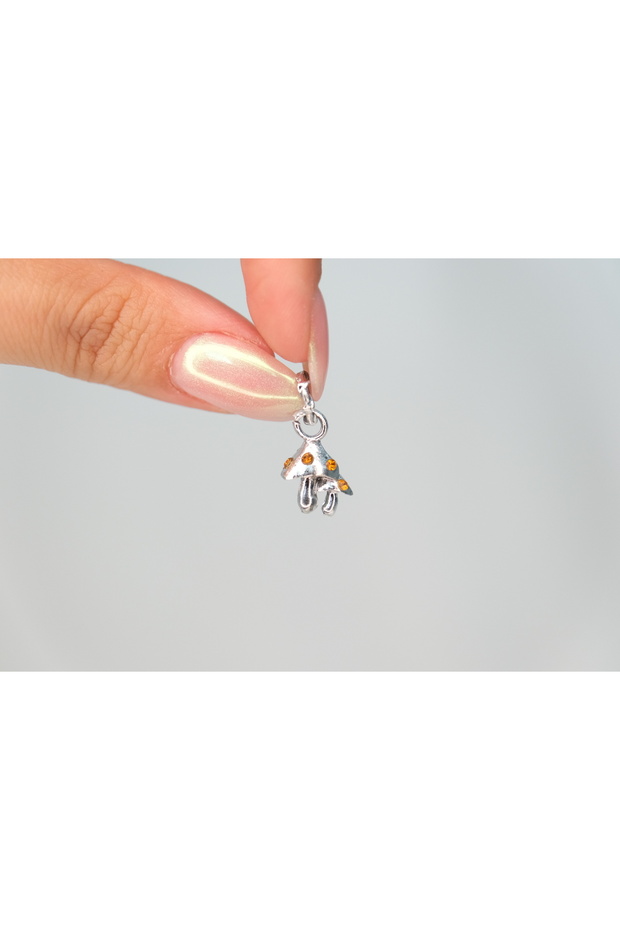Double Mushroom Figured Stainless Steel Charm
