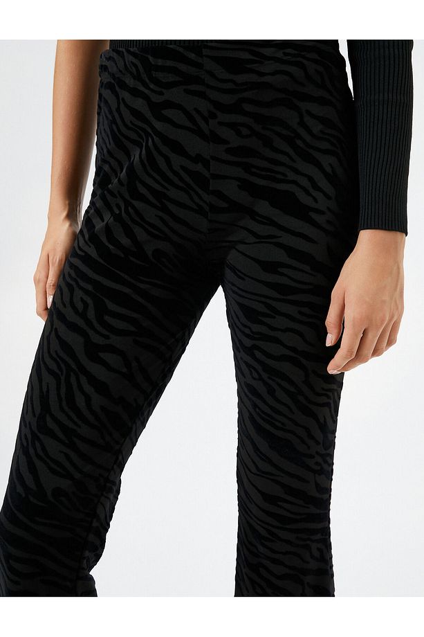 Tayt Pantolon İspanyol Paça Yüksek Bel Zebra Desenli - 5