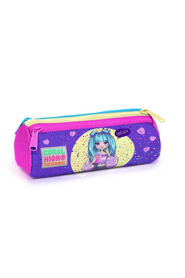 Purple Anime Three-Eye Pen Holder Pencil Bag - Girl