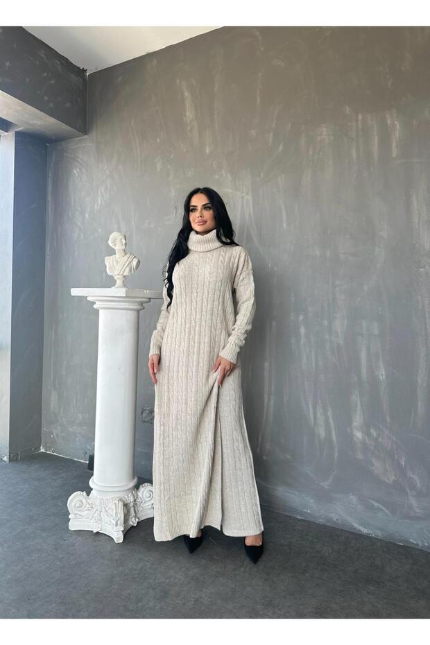 Women's Hair Knitting Detail Long Tunic 2 Pack Pants Suit