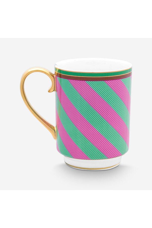 Chique Pembe Yeşil Porselen Kupa 350 ml - 8
