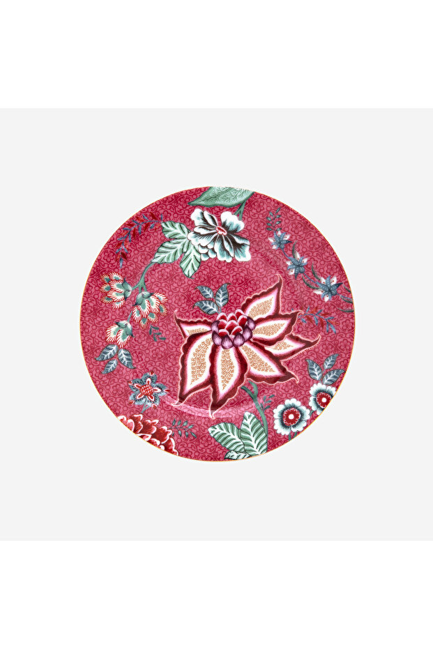 Flower Festival Red Porcelain Cake Plate 17 Cm