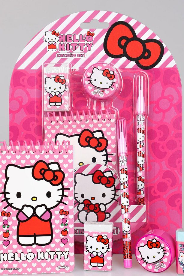 LİSANSLI HELLO KITTY 4'LÜ KIRTASİYE SETİ NOT DEFTERİ,GEÇMELİ KURŞUN KALEM,SİLGİ VE KALEMTRAŞ - 2