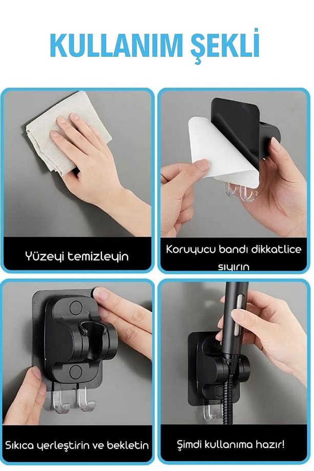 ® Kendiliğinden Güçlü Yapışkanlı Askılı Duş Başlık Tutucu - 4