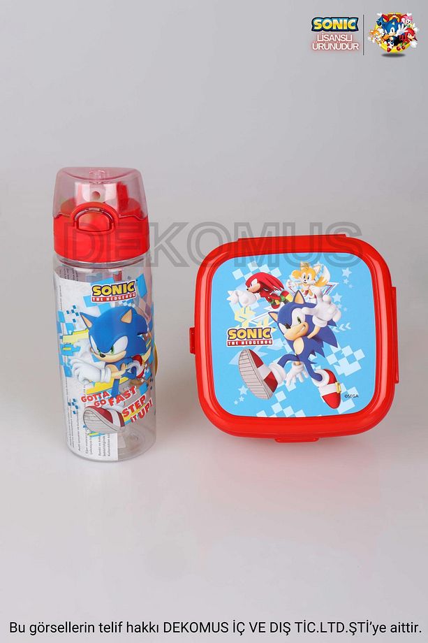 LİSANSLI SONIC 2 KATLI BESLENME KUTUSU / LUNCH BOX VE 500 ML TRITAN MATARA 2'LİSİ - 2
